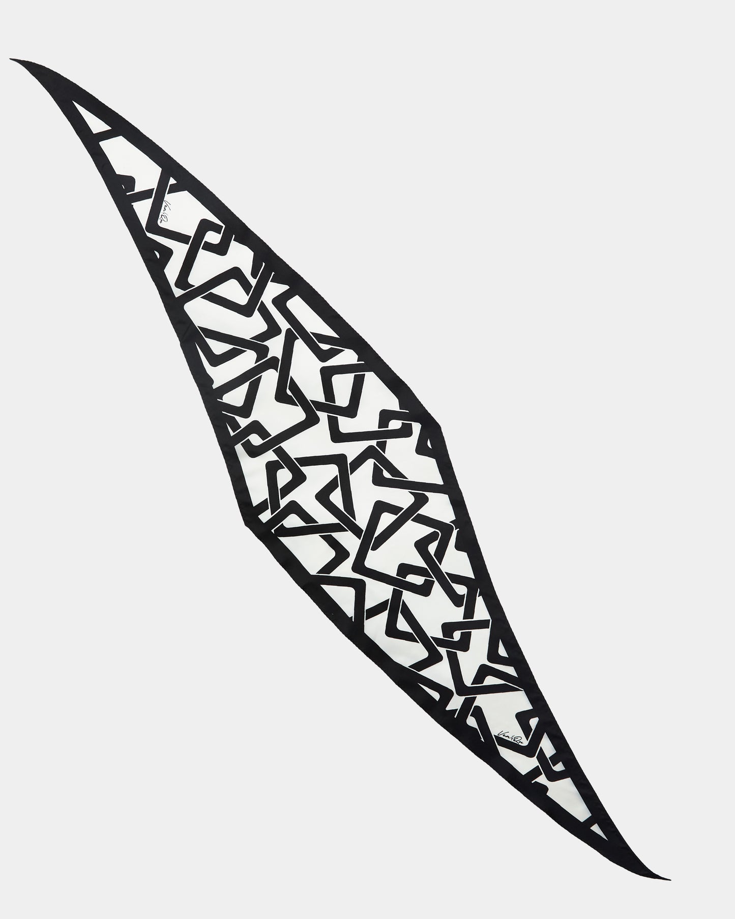 The Flow Linked Silk Scarf-Black Cream
