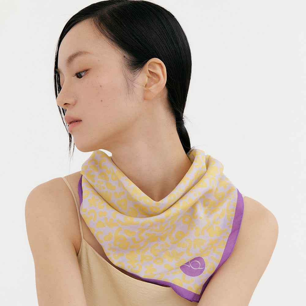 Petal-Pansy Boiled Silk Scarf