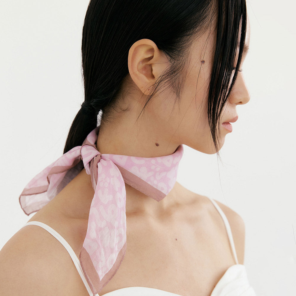 Petal-Mocha Peony Boiled Silk Scarf