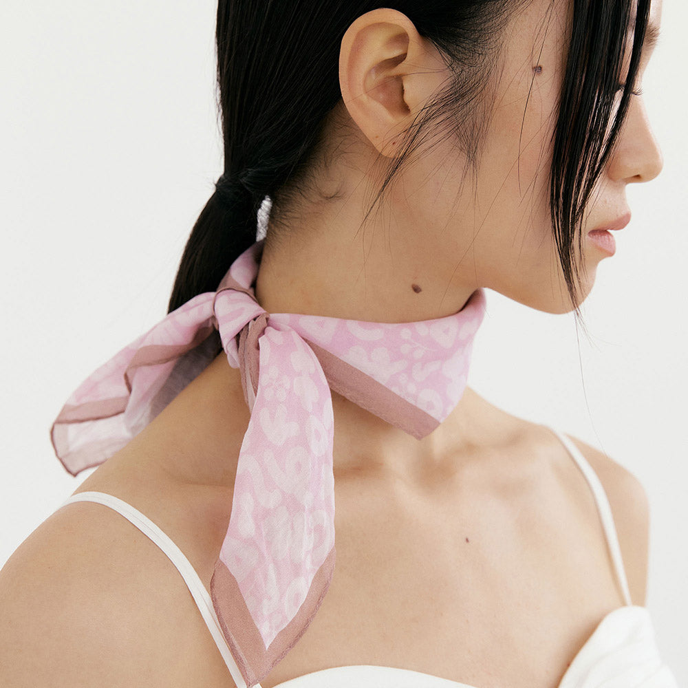 Petal-Mocha Peony Boiled Silk Scarf