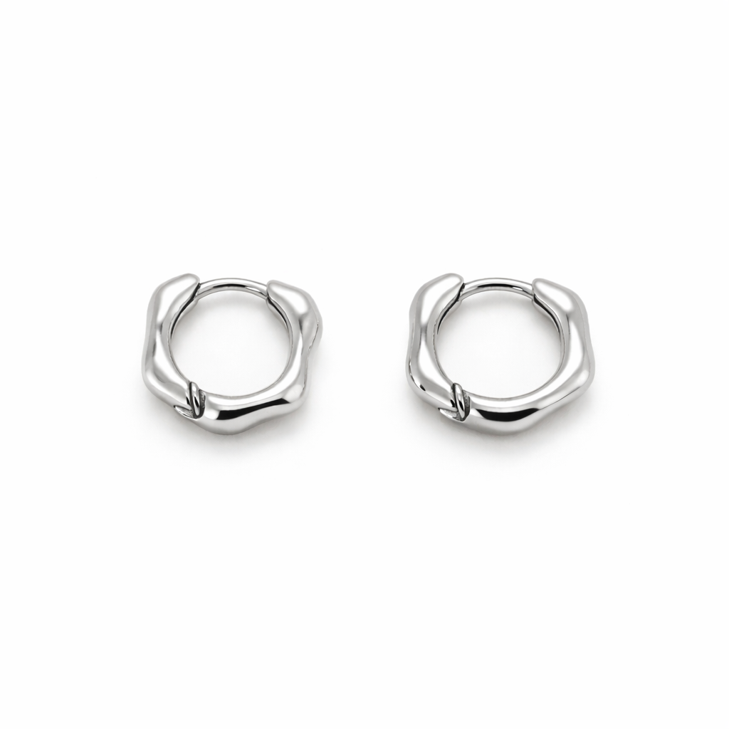 [925 Silver] 1903. Crashed hoop earring
