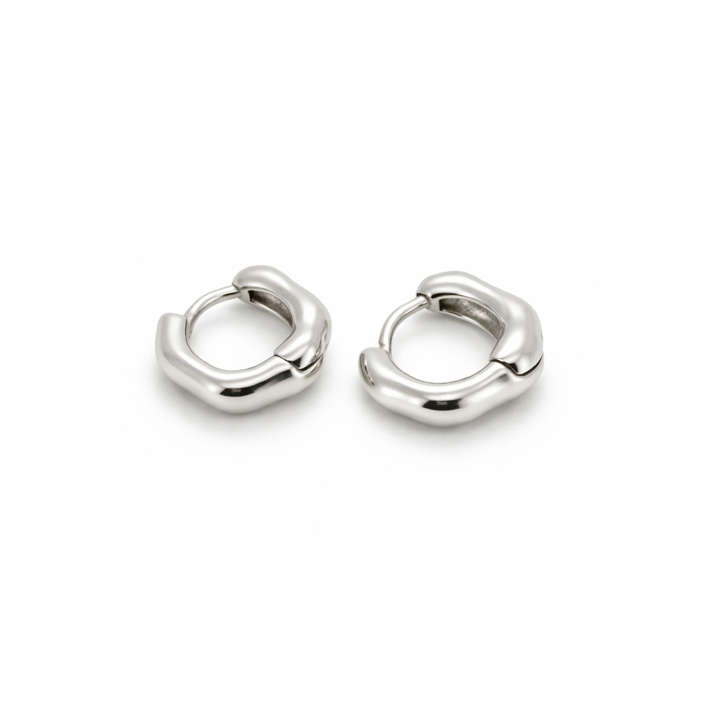 [925 Silver] 1903. Crashed hoop earring