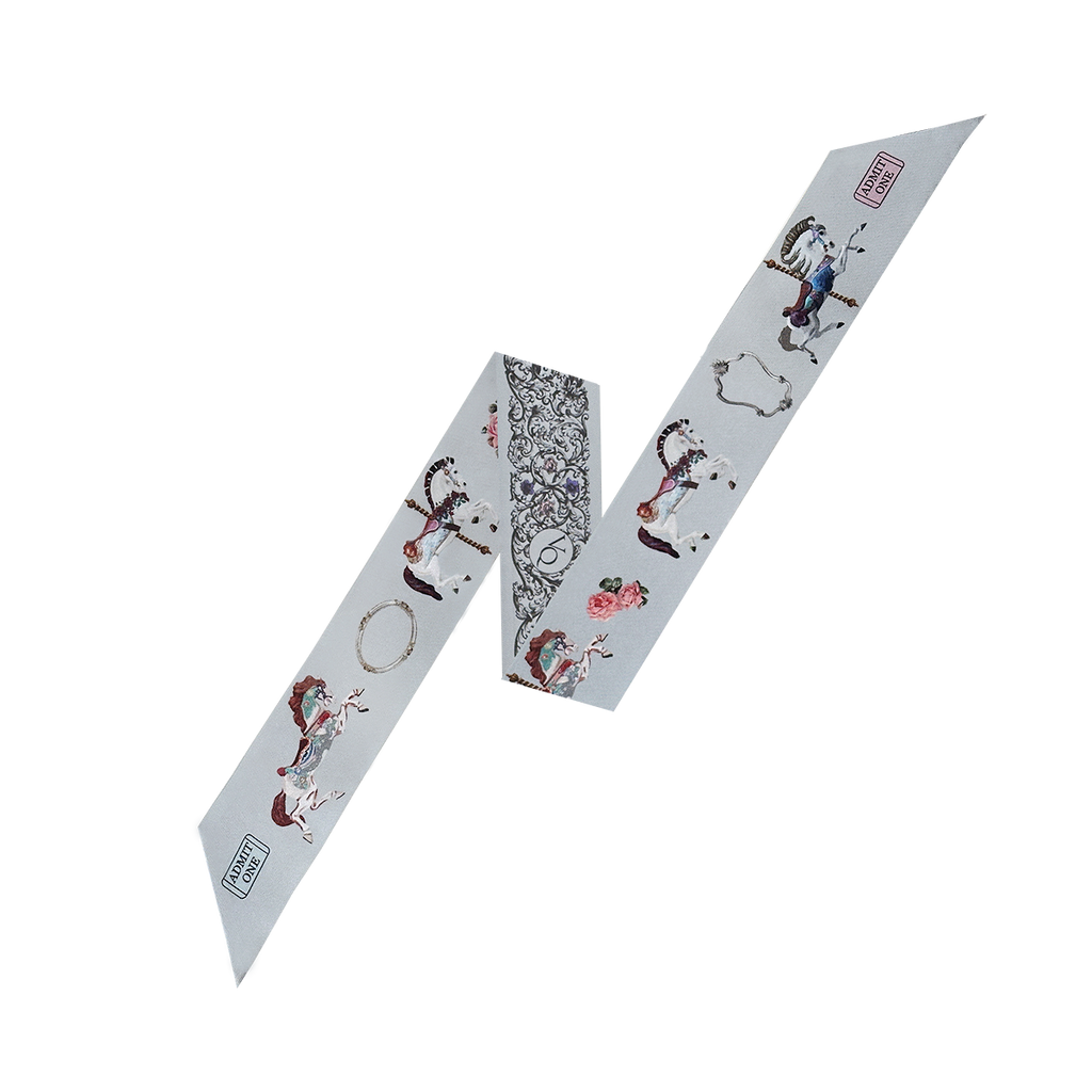 Merry-go-round-Dove Grey Long  Silk Scarf