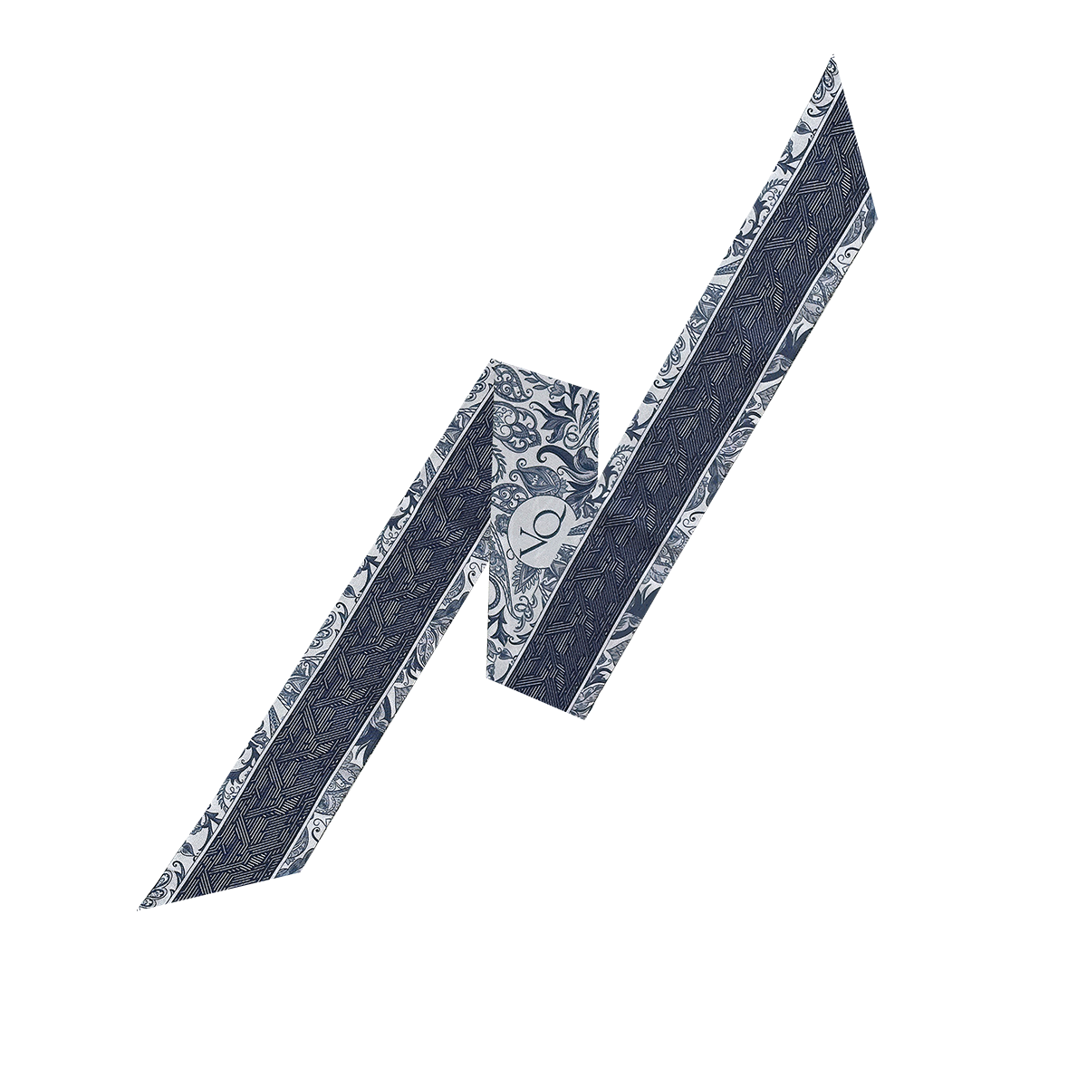 Paisley Garden-Misty Navy Long Silk Scarf
