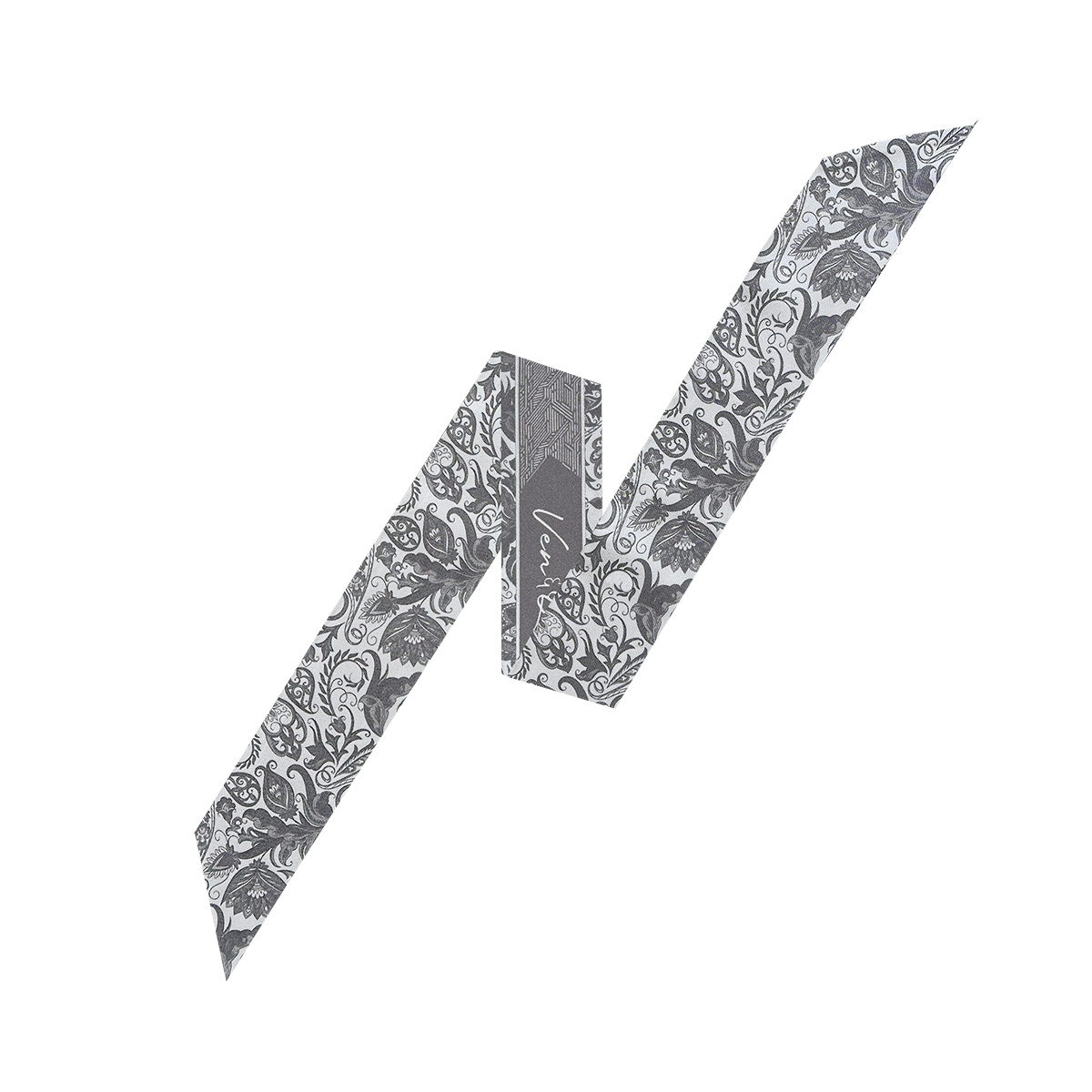 Paisley Garden-Slate Grey Long Silk Scarf