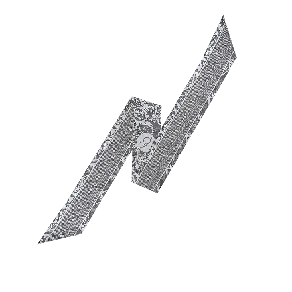 Sciarpa lunga in seta grigio ardesia Paisley Garden