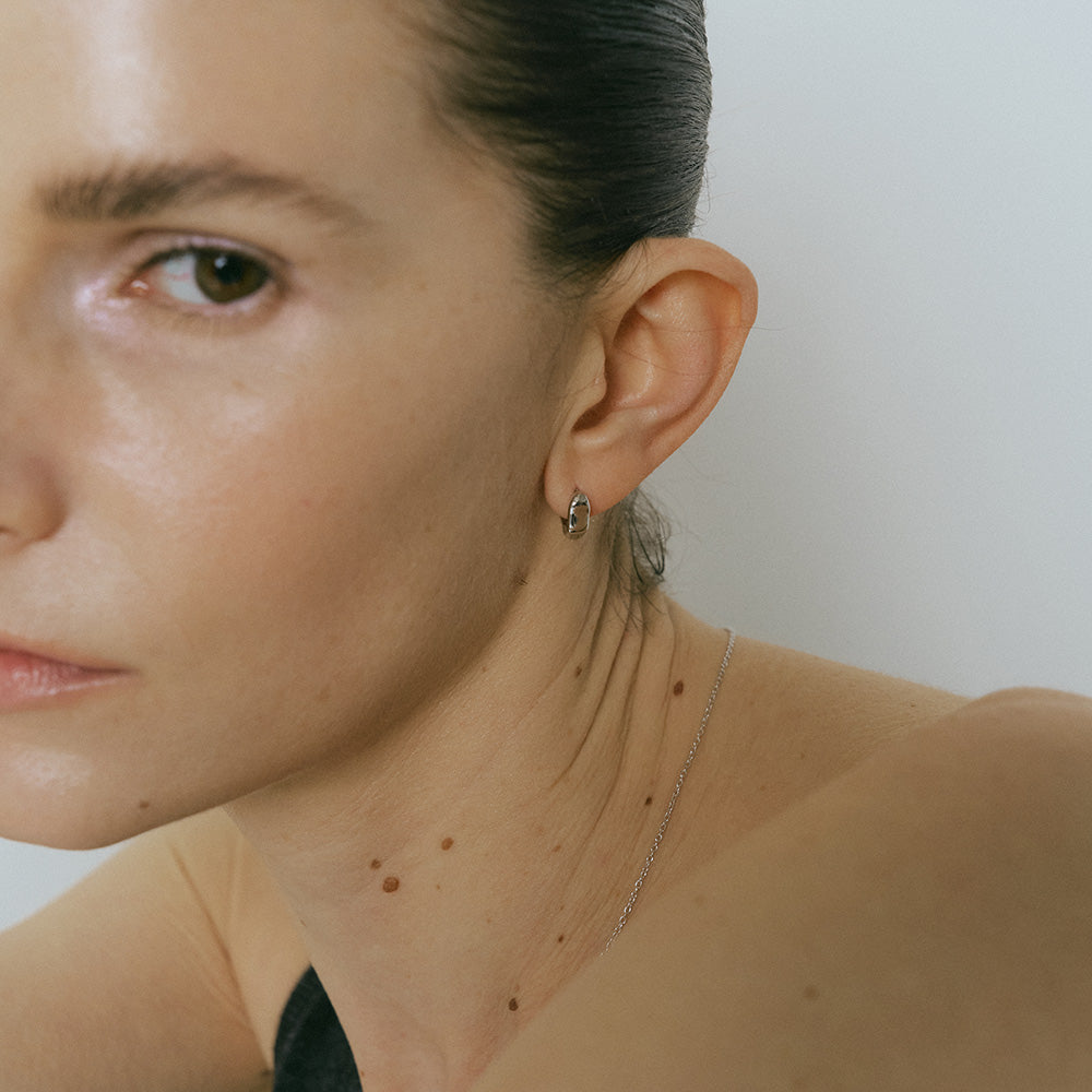 [925 Silver] 1903. Crashed hoop earring