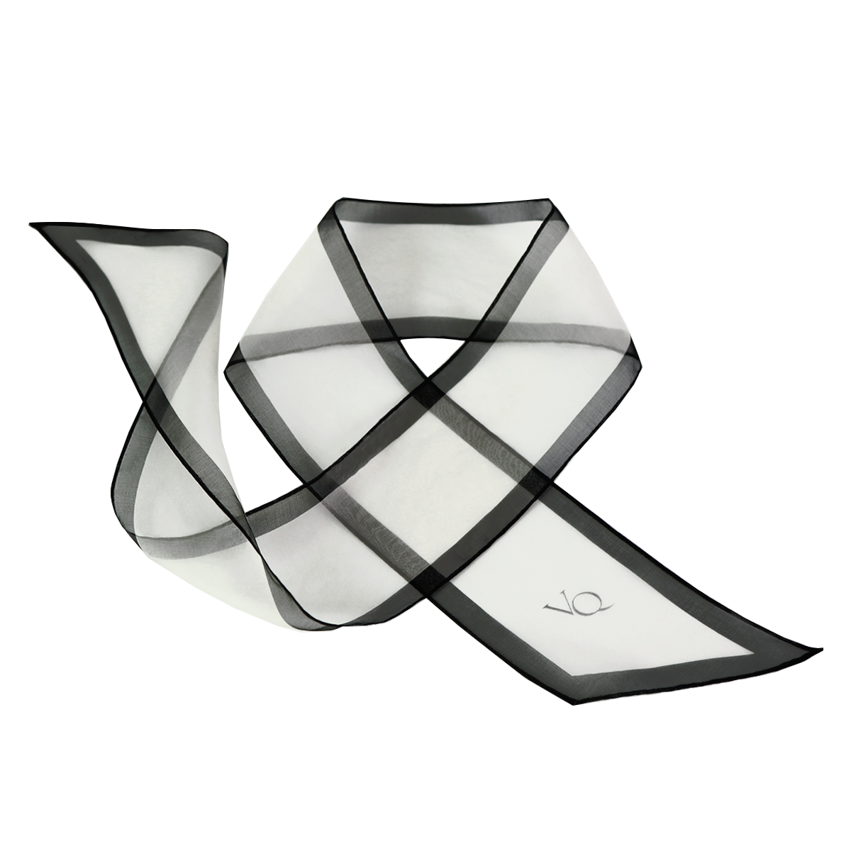 Silk Organza Aura Scarf-Ivory Black