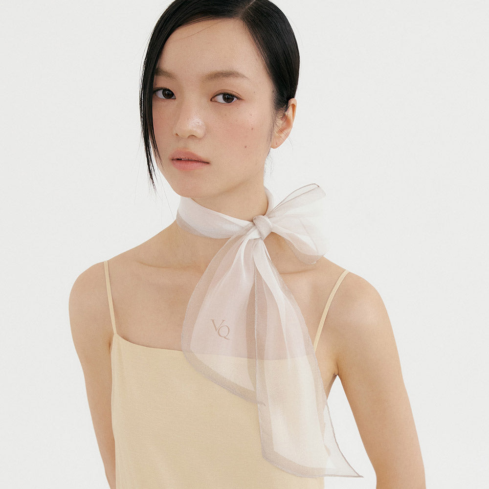 Silk Organza Aura Scarf-Ivory Nude