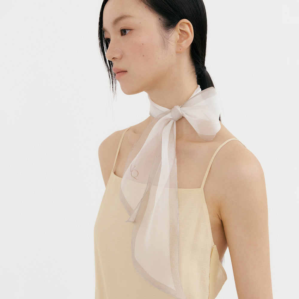 Silk Organza Aura Scarf-Ivory Nude