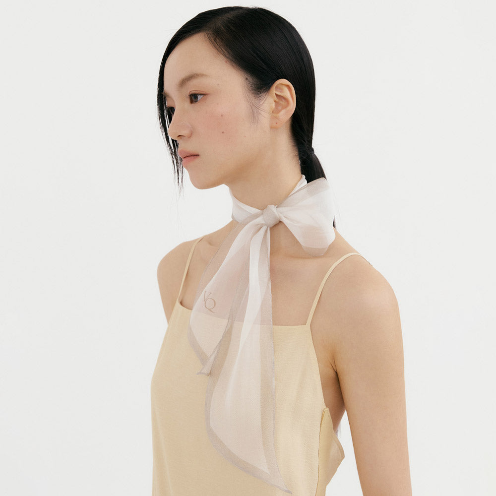 Silk Organza Aura Scarf-Ivory Nude