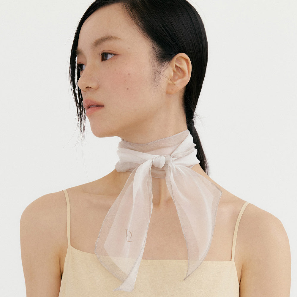 Silk Organza Aura Scarf-Ivory Nude