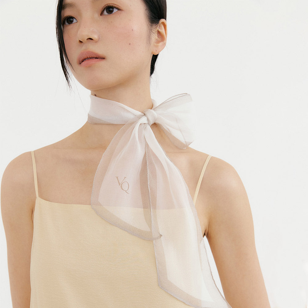 Silk Organza Aura Scarf-Ivory Nude