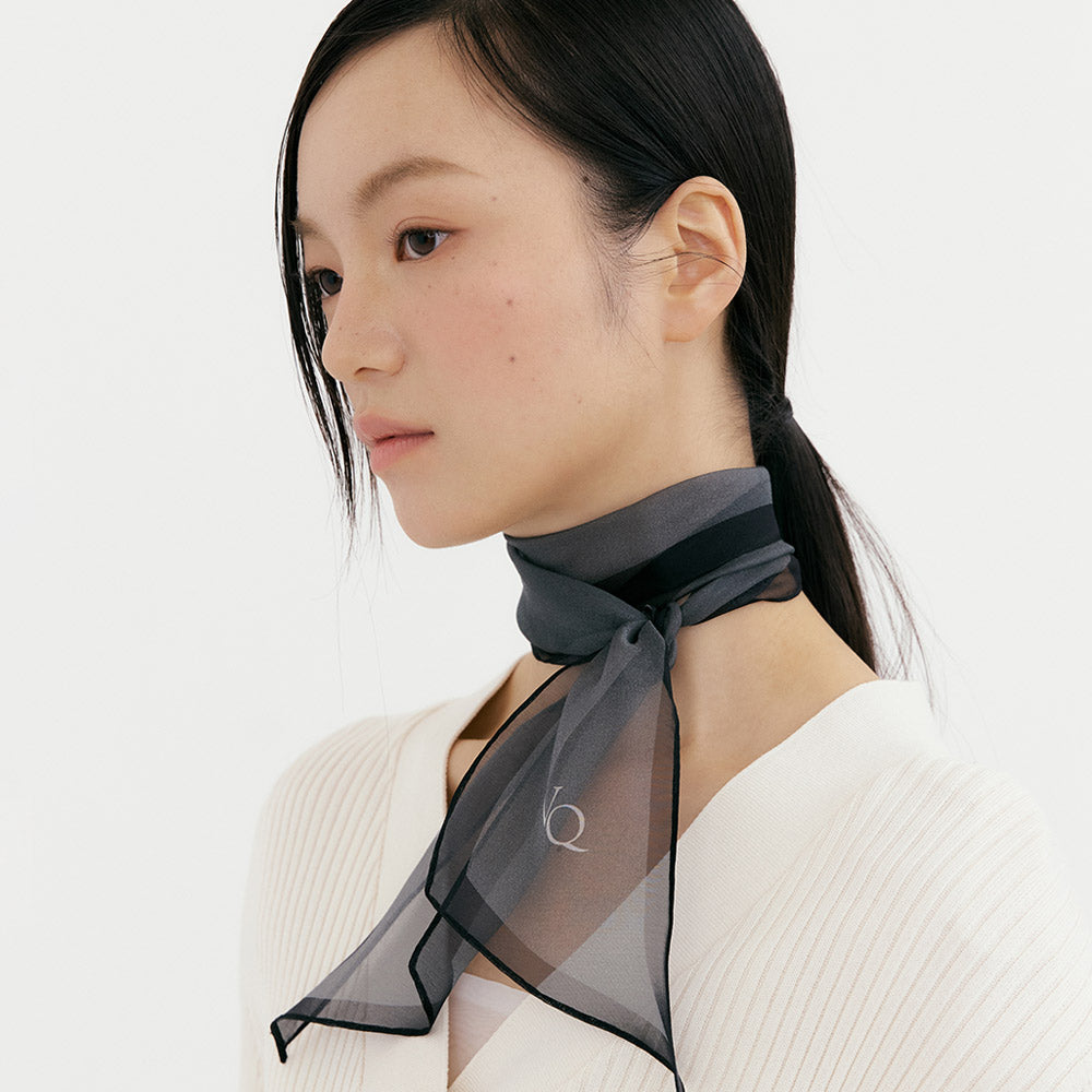 Silk Organza Aura Scarf-Slate Black