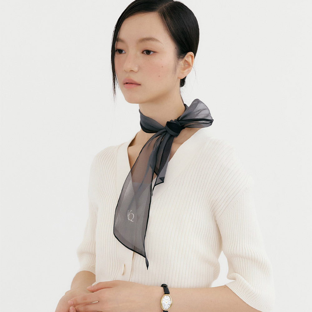 Silk Organza Aura Scarf-Slate Black