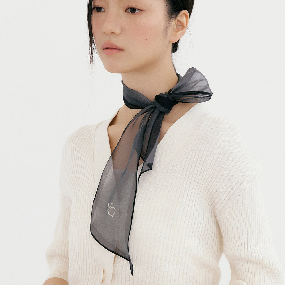 Silk Organza Aura Scarf-Slate Black