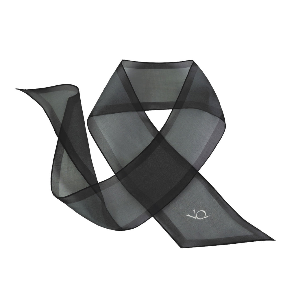 Silk Organza Aura Scarf-Slate Black