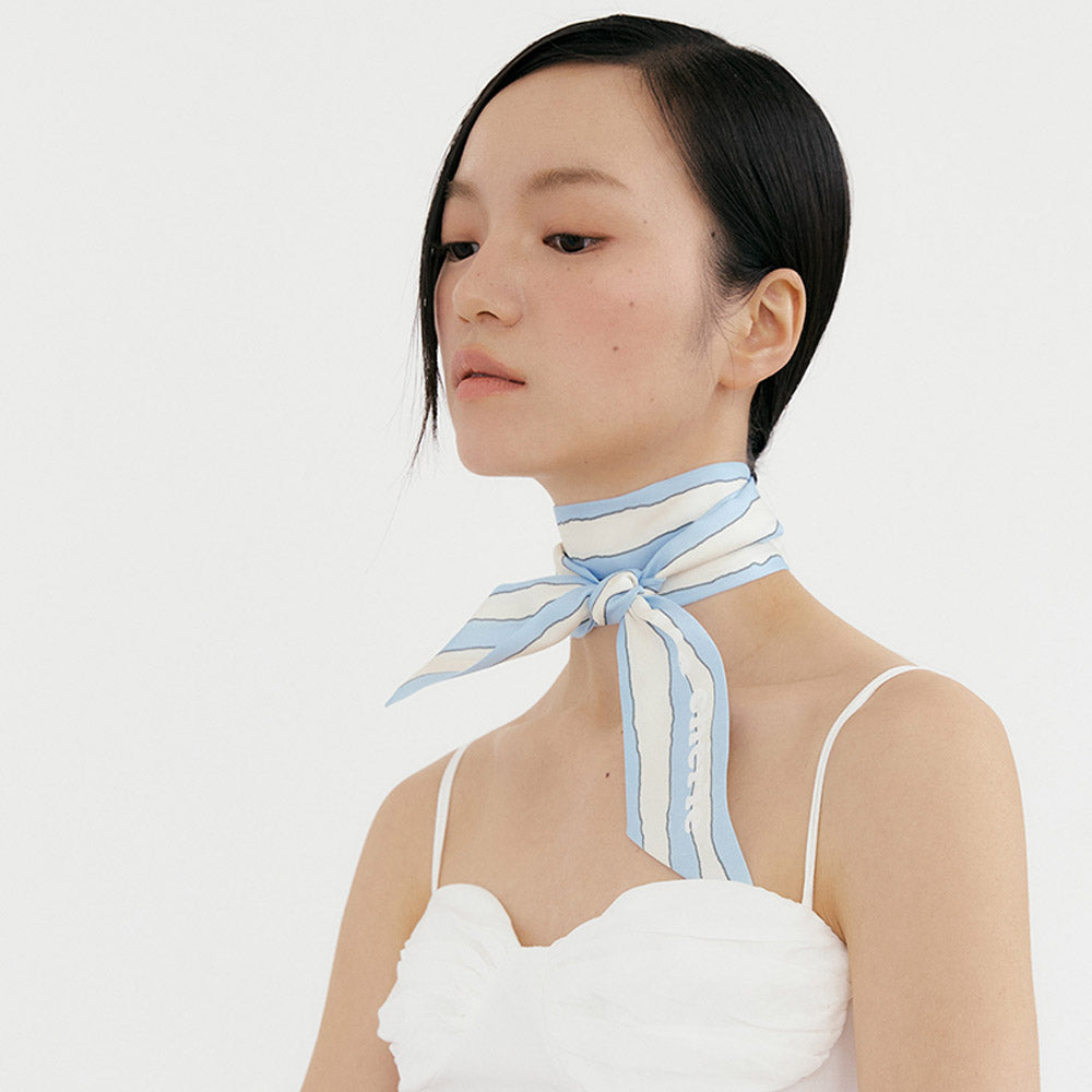 Ma Cherie-Blue Butter Stripe Long Scarf