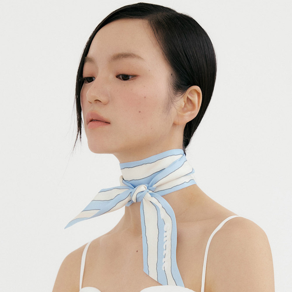 Ma Cherie-Blue Butter Stripe Long Scarf