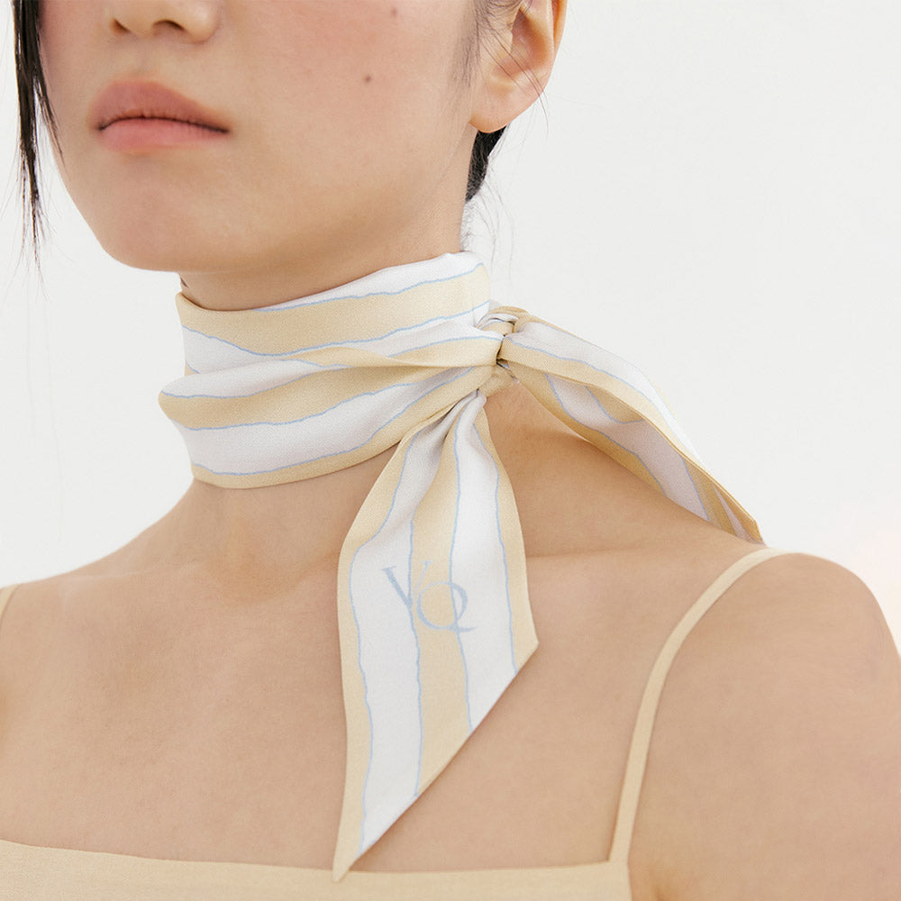 Ma Cherie-Lemon Cream Stripe Long Scarf