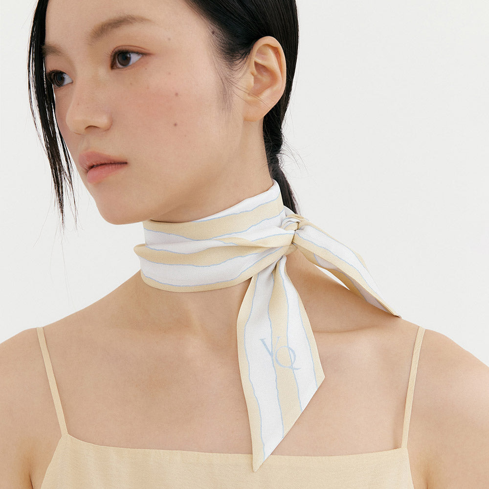 Ma Cherie-Lemon Cream Stripe Long Scarf