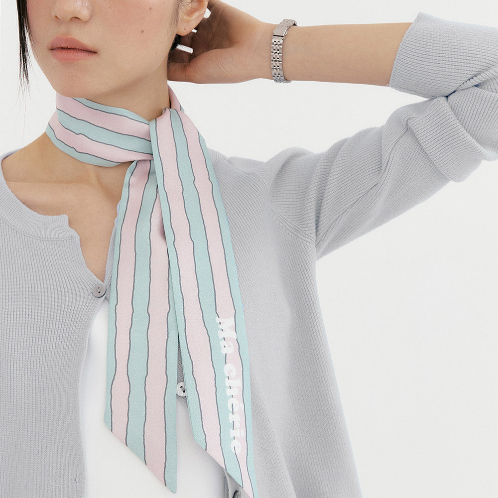 Ma Cherie-Pink Mint Stripe Long Scarf