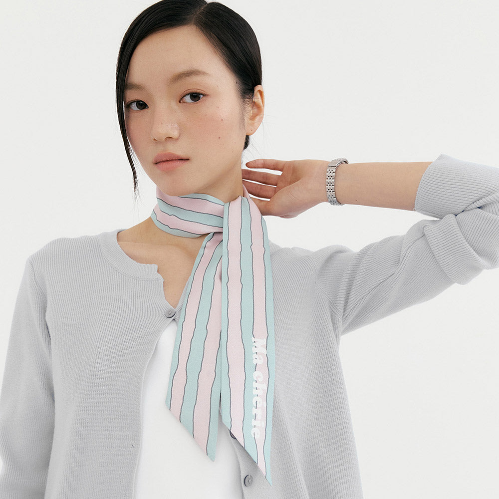 Ma Cherie-Pink Mint Stripe Long Scarf