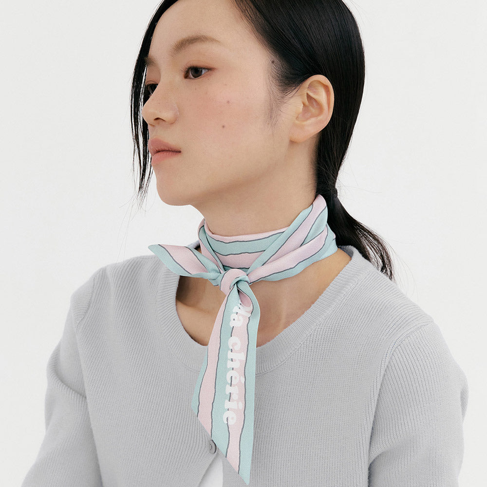Ma Cherie-Pink Mint Stripe Long Scarf