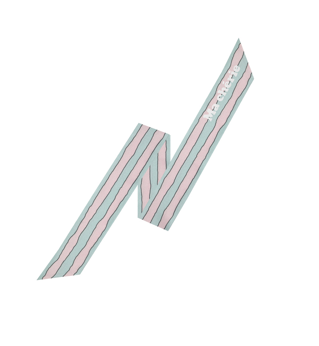 Ma Cherie-Pink Mint Stripe Long Scarf