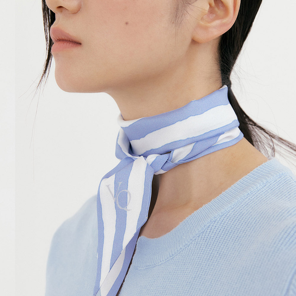 Ma Cherie-Sky Blue Stripe Long Scarf