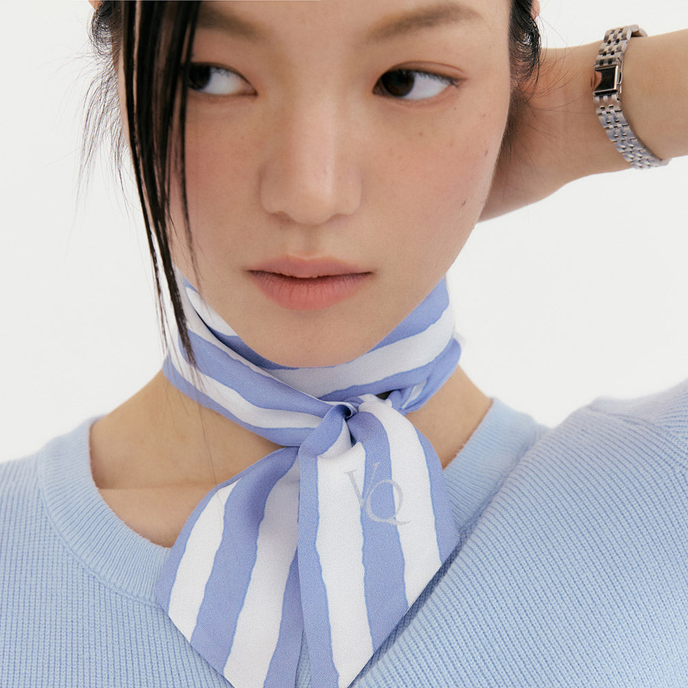 Ma Cherie-Sky Blue Stripe Long Scarf