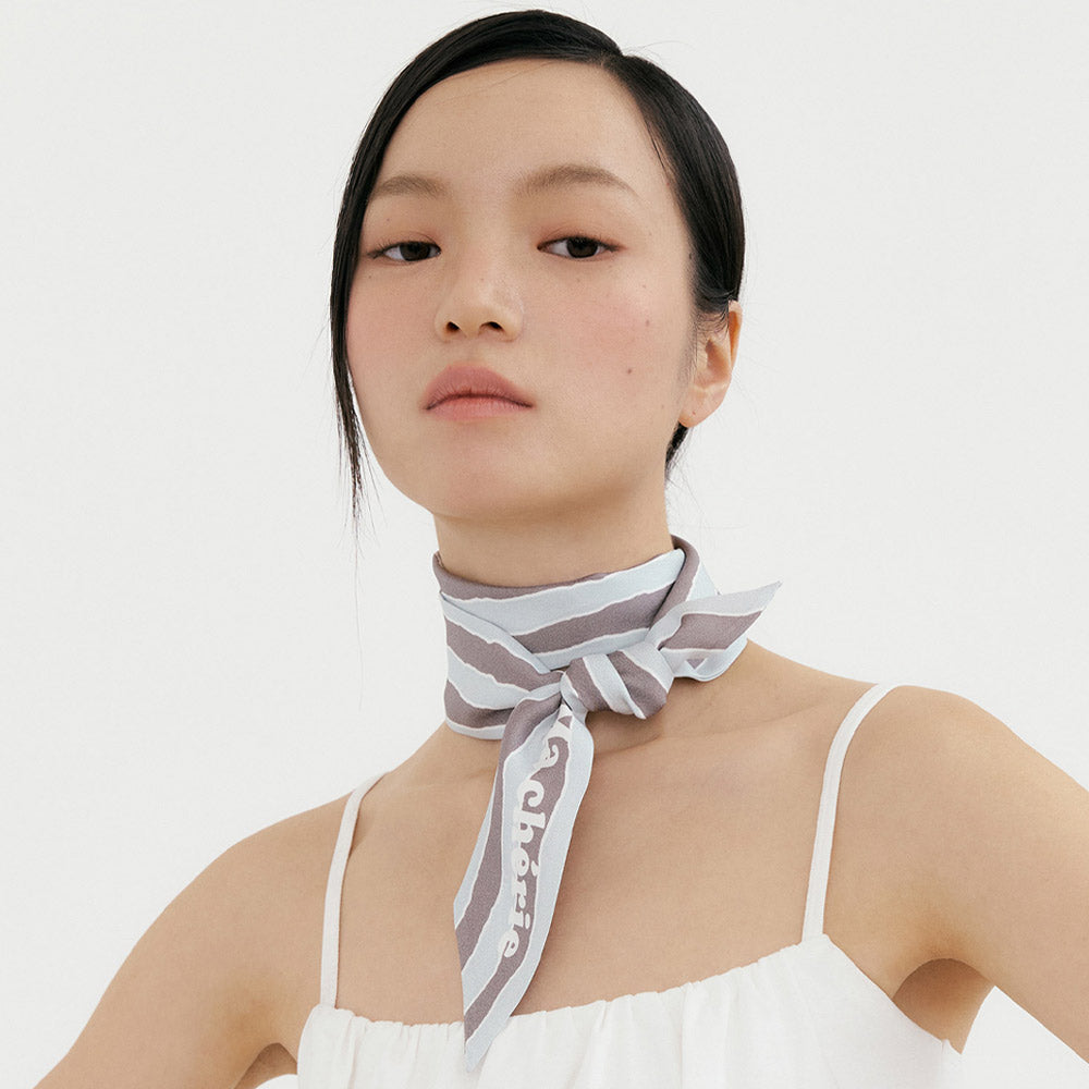 Ma Cherie-Sky Grey Stripe Long Scarf