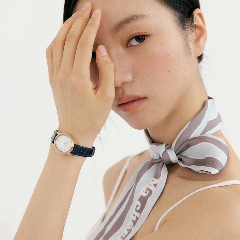 Ma Cherie-Sky Grey Stripe Long Scarf