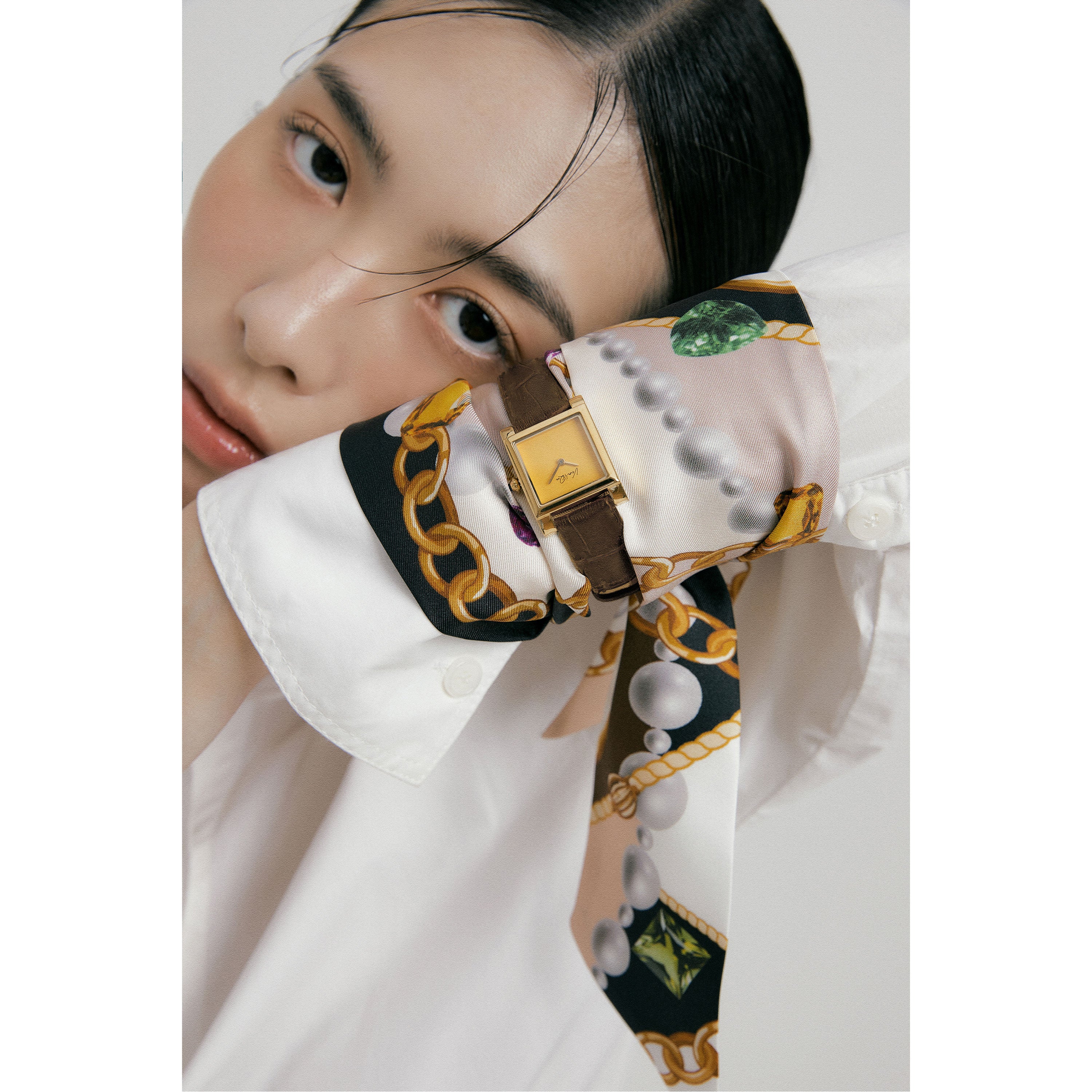 Jewel-Brown/Orange Long Silk Scarf