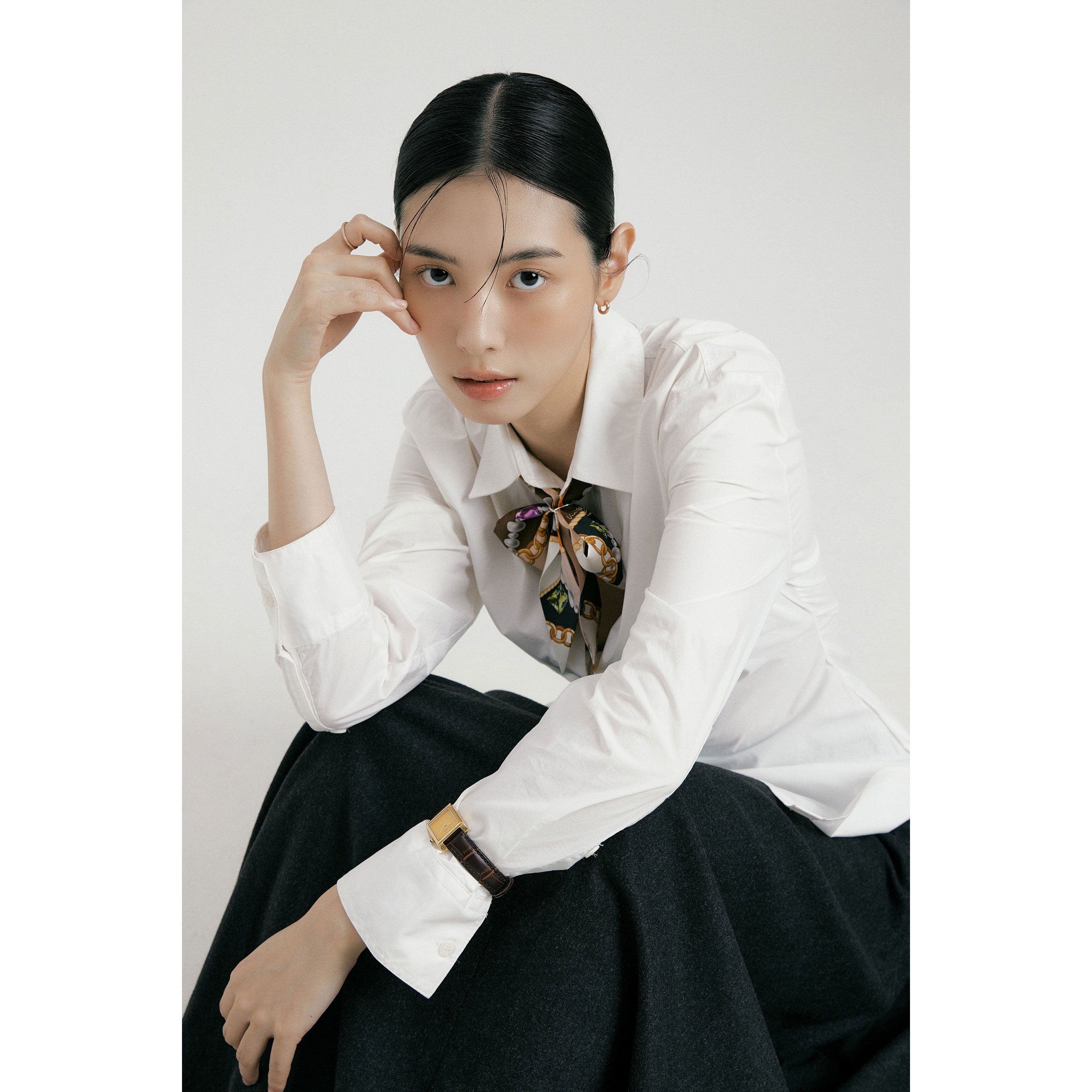 宝石棕色/橙色长丝巾