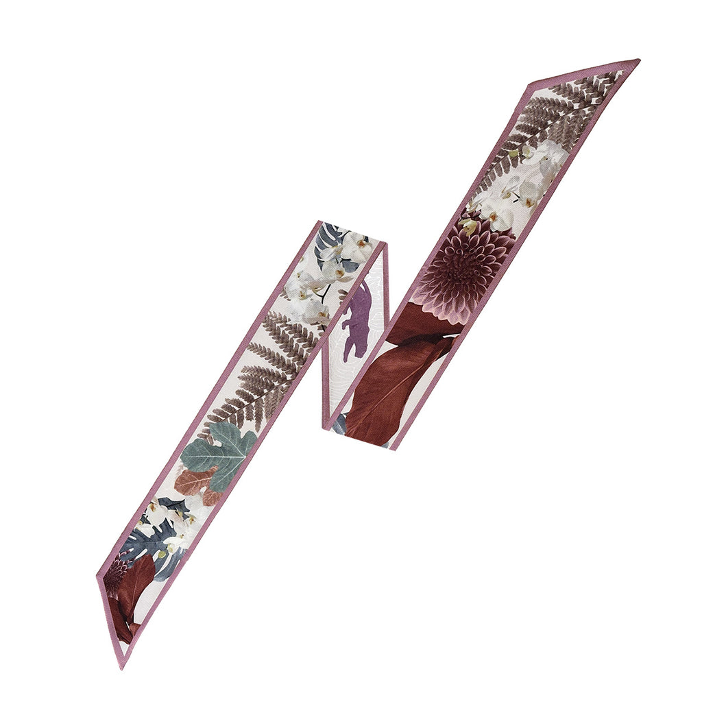 Wild Garden-Indie Pink Long Silk Scarf