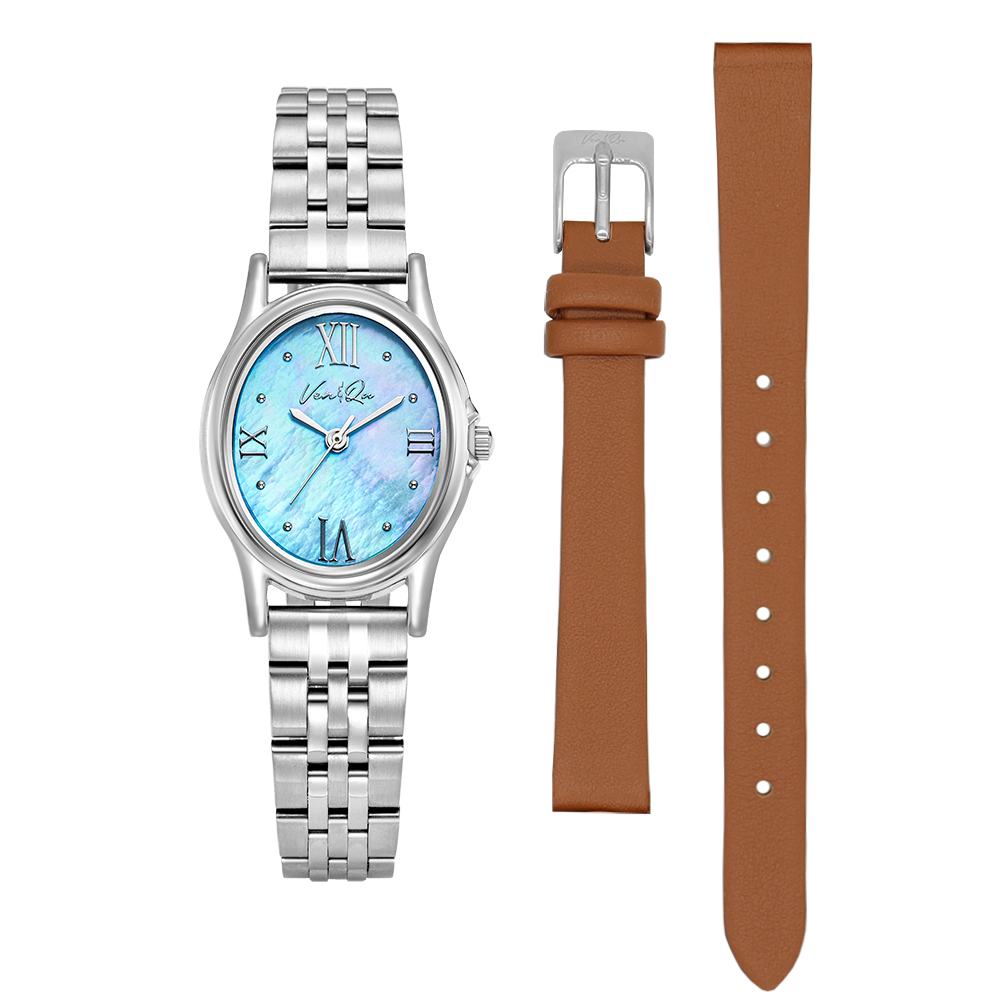 Ven&Qu Gem women's watch, silver and aquamarine with silver-toned metal band – additional photo 9
