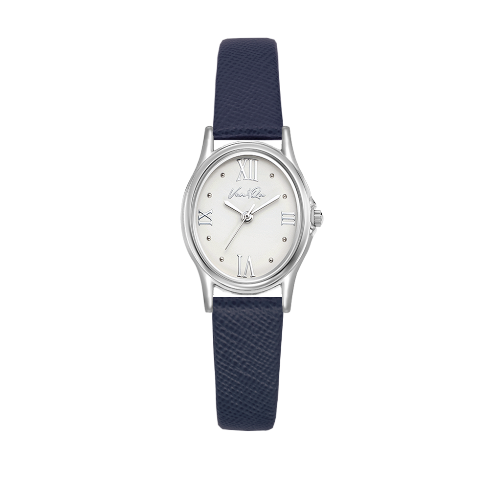 Gem-sølv/perle (Navy Saffiano-skinn)