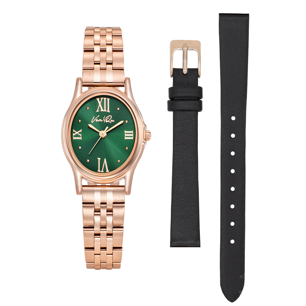 Ven&Qu Gem women's watch, rosegold and emerald with rosegold-toned metal band – additional photo 9