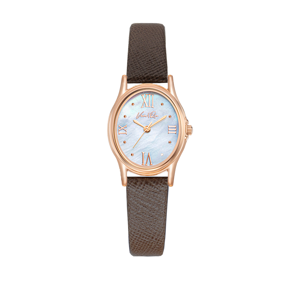 Gem-Rosegold/Opal (Espresso Saffiano-skinn)