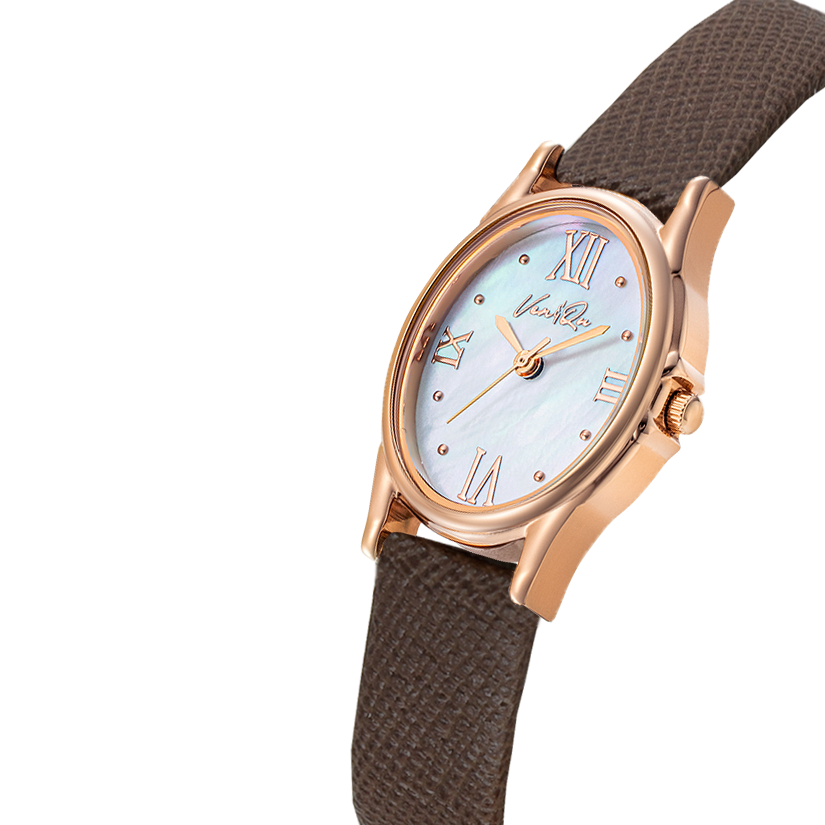 Gem-Rosegold/Opal (Espresso Saffiano-skinn)