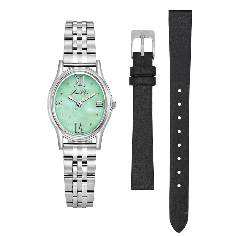 Ven&Qu Gem women's watch, silver and jade with silver-toned metal band – additional photo 8