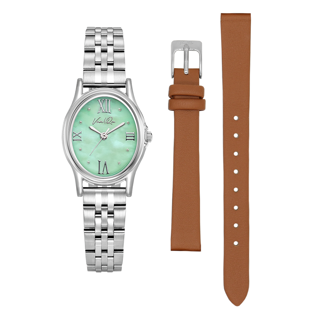 Ven&Qu Gem women's watch, silver and jade with silver-toned metal band – additional photo 9