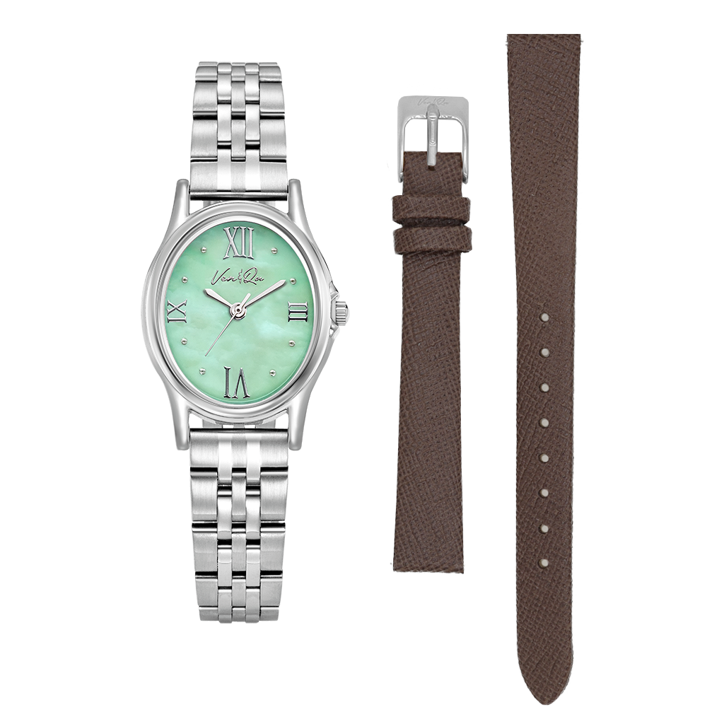 Ven&Qu Gem women's watch, silver and jade with silver-toned metal band – additional photo 10
