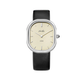 Louise-Zilver/Vintage Ivoor (unisex) (Zwart leer)