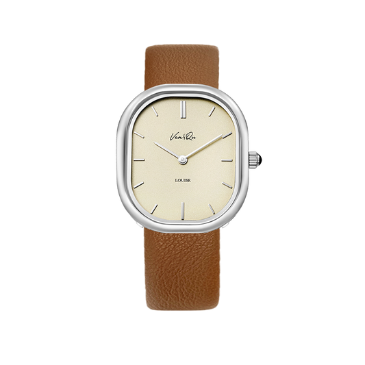 Louise-Silver/Vintage Ivory (unisex) (Brown leather)