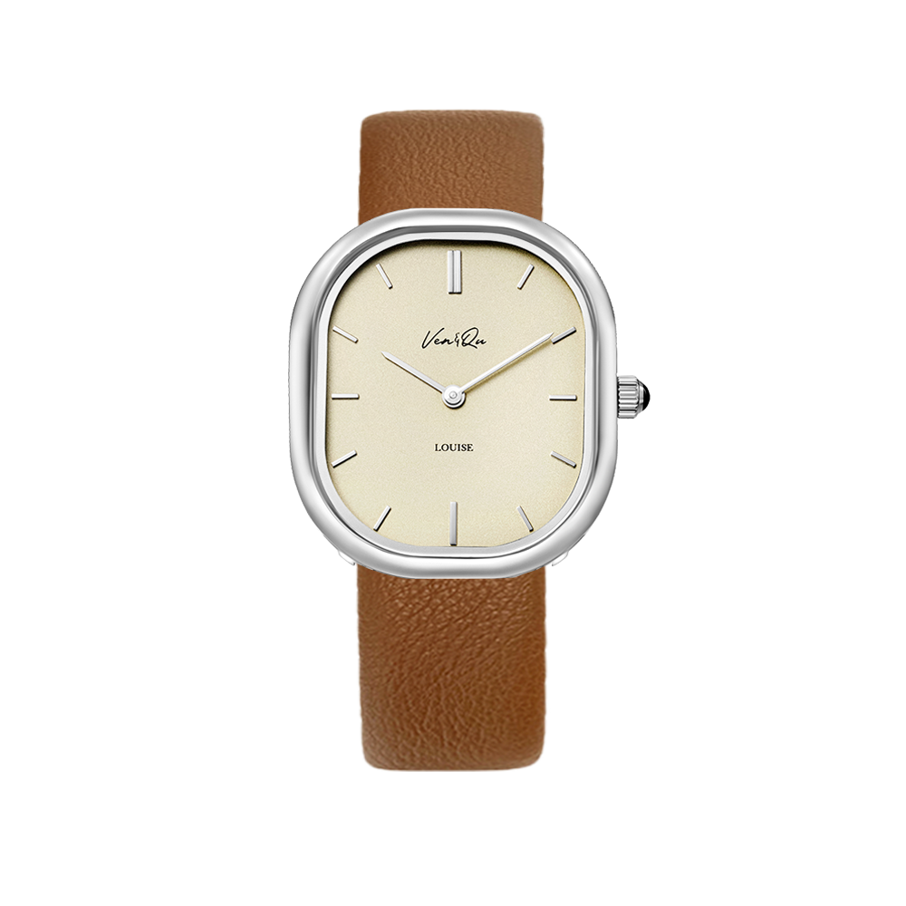 Louise-Silver/Vintage Ivory (uniseks) (Kulit coklat)