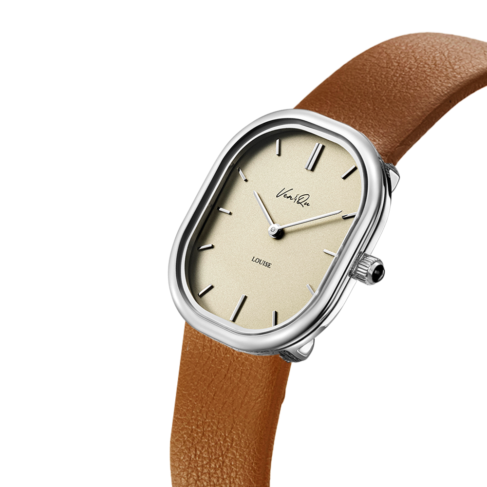 Louise-Silver/Vintage Ivory (uniseks) (Kulit coklat)