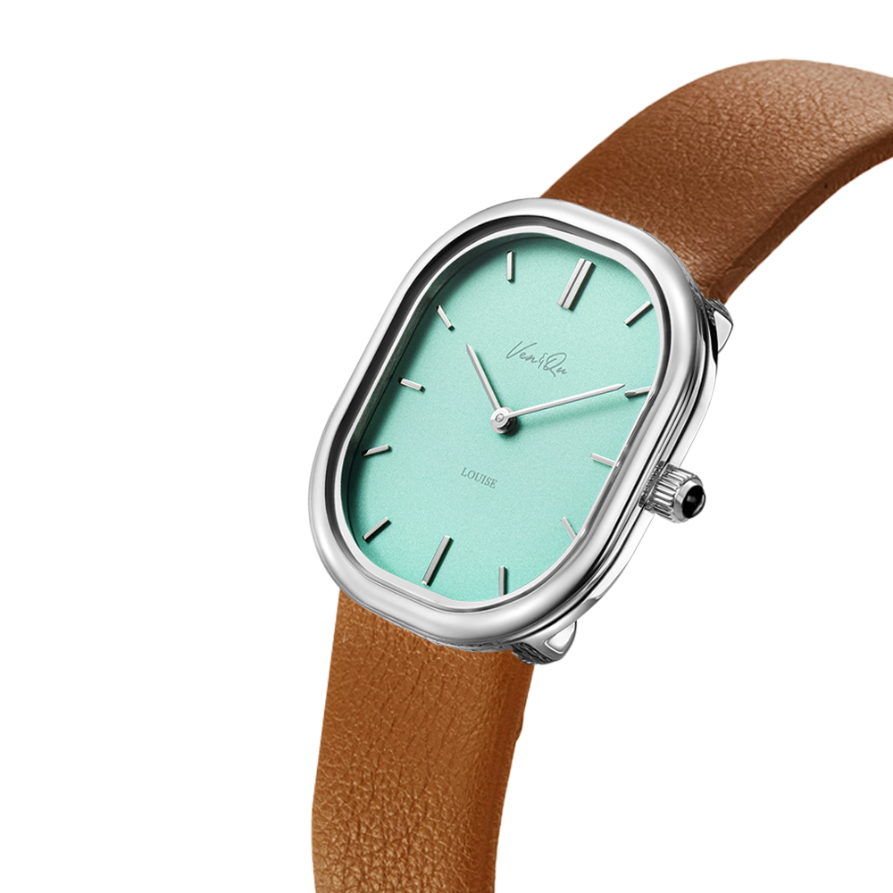 Louise-Silver/Mint (unisex) (Brown leather)