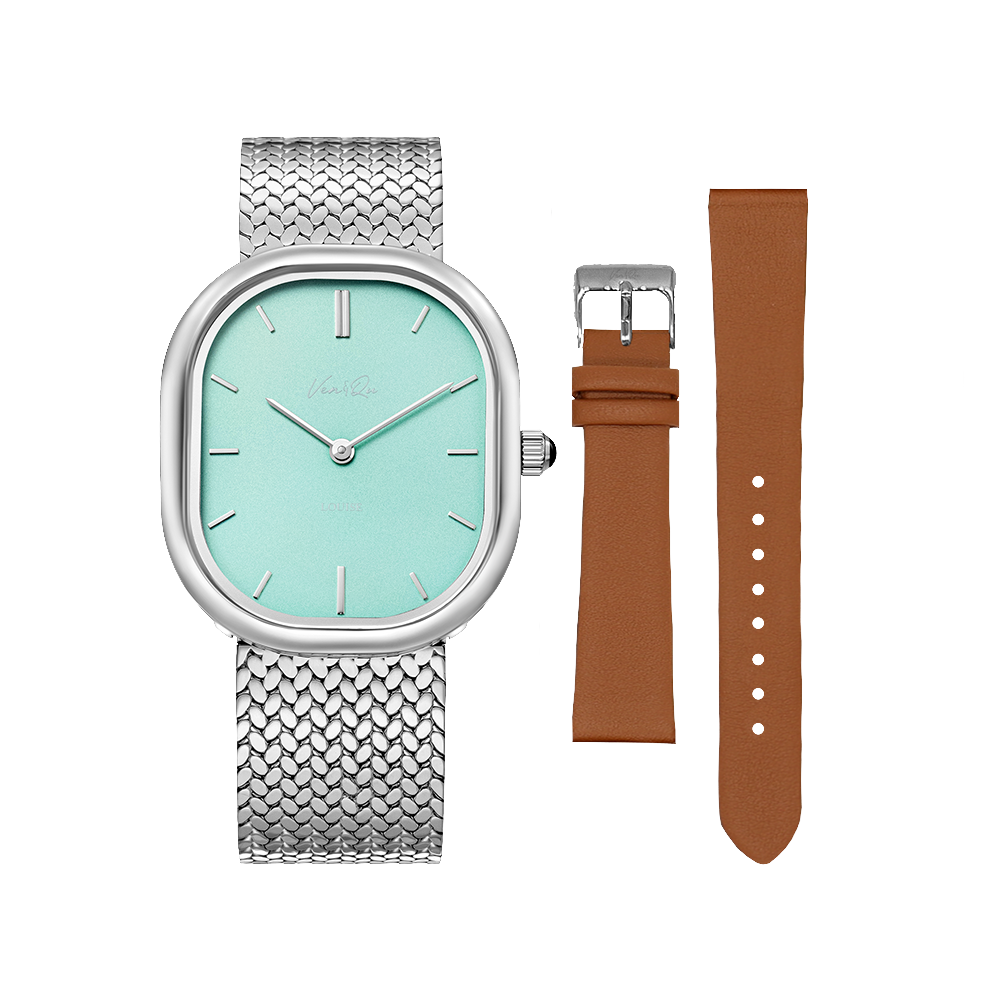 Ven&Qu Louise men's watch, silver and mint with silver-toned metal band – additional photo 11